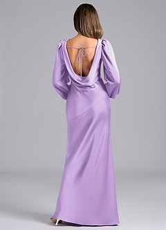 Azazie Rylina Bridesmaid Dresses Lilac Mermaid Long Sleeve Stretch Satin Dress image2