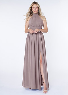 Azazie Iman Bridesmaid Dresses Dusk A-Line A-Line Ruched Chiffon Dress image1