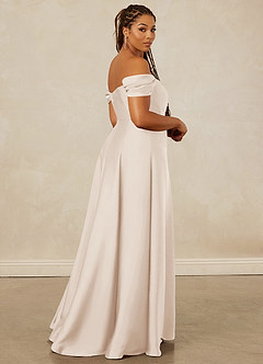 Christian Siriano Bridal for Azazie 1002 Bridesmaid Dresses White Alabaster A-Line Off the Shoulder Stretch Satin Convertible Dress image15