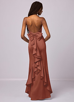 Barbie ♥ Azazie Bridesmaid Dresses Auburn Mermaid Bow Stretch Satin Dress image1