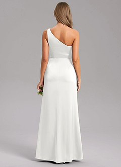 Azazie Phaedra Suknie dla druhen Linia A Jedno ramię Satyna elastyczna Do ziemi Sukienka image8