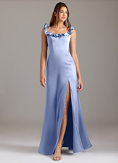 Azazie Callie Brautjungfernkleider Wandelbar A-Linie Gestreift Stretch-Satin Kleid Eis image3