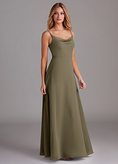 Azazie Daenerys Bridesmaid Dresses Willow Green A-Line Cowl Chiffon Dress image5