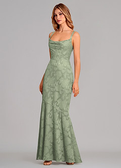 Azazie Aubrey Jurken voor bruidsmeisjes Jurk van Bloemen Burn-out met Zeemeermin Boog Agave image3