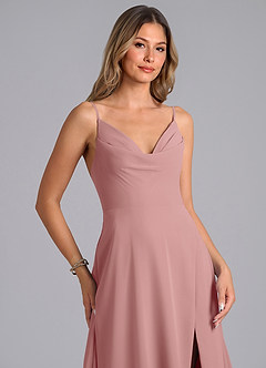 Azazie Sarella Bridesmaid Dresses Dusty Rose A-Line with Pockets Chiffon Dress image5