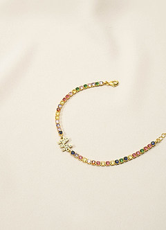 front Pulsera de tenis con inicial de diamantes de imitación de colores