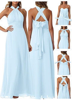 Azazie Fifi Bridesmaid Dresses Sky Blue A-Line Strapless Chiffon Convertible Dress image9