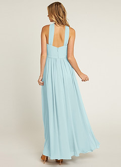 Azazie Jacey Final Sale Sea Glass A-Line Pleated Chiffon Dress image2