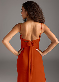 Azazie Mai Brautjungfernkleider Etui Plissee Gittergewebe Kleid Paprika image6