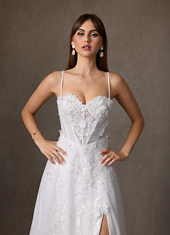 Azazie Ramina Wedding Dresses Diamond White A-Line Sweetheart Neckline Lace Dress image5