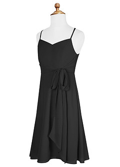 Azazie Doll Junior Black A-Line Bow Chiffon Dress image7