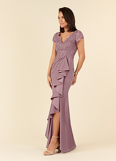 Azazie Carmen Mother of the Bride Dresses Dusty Rose Sheath Lace Dress image2