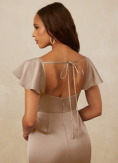 Christian Siriano Bridal for Azazie 1005 Bridesmaid Dresses Taupe Sheath Sweetheart Neckline Stretch Satin Dress image3