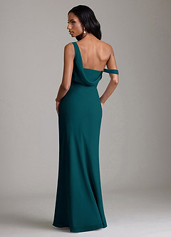 Azazie Madelyn Vestidos de damas de honor Vestido de Pino de Gasa de Corte Sirena Convertible con Hombro unilateral image2