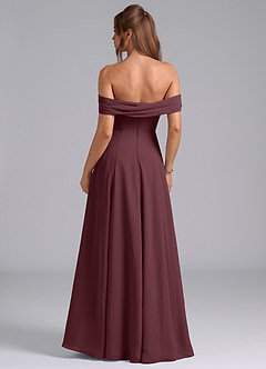 Azazie Almina Brautjungfernkleider Wandelbar A-Linie Schulterfrei Chiffon Kleid Sangria image2