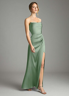 Azazie Leonis Bridesmaid Dresses Matcha Mermaid Pleated Stretch Satin Convertible Dress image6