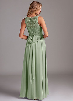Azazie Kingsley Bridesmaid Dresses Dusty Sage A-Line Lace Chiffon Dress image2
