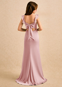 Azazie Novalie Girls Formal Flower Girl Klänningar Klä Sjöjungfru i Stretch Satin Rosett image1