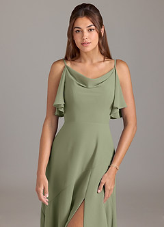 Azazie Darcia Bridesmaid Dresses Pistachio A-Line Side Slit Chiffon Dress image6