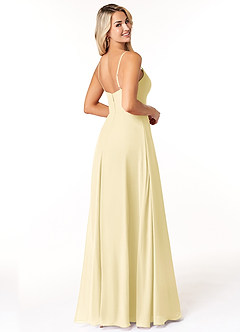 Azazie Moira Bridesmaid Dresses Lemon Sorbet A-Line Scoop Chiffon Dress image5