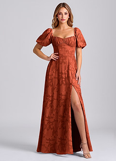 Azazie Mirian Suknie dla druhen Linia A Dekolt w kształcie serca Kwiatowe wypalenie Do ziemi Sukienka image5