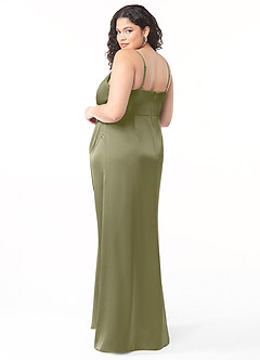 Azazie Maci Bridesmaid Dresses Pistachio A-Line V-Neck Pleated Stretch Satin Dress image8