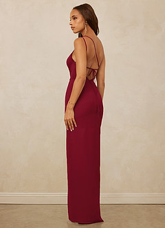 Christian Siriano Bridal for Azazie 1003 Bridesmaid Dresses Burgundy Sheath One Shoulder Chiffon Dress image7