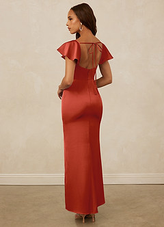 Christian Siriano Bridal for Azazie 1005 Bridesmaid Dresses Rust Sheath Sweetheart Neckline Stretch Satin Dress image2