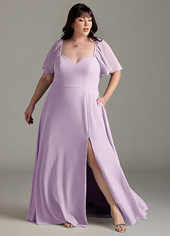 Azazie Chloe At-home Try On Dresses Terracotta A-Line Sweetheart Neckline Chiffon Dress image9