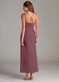Azazie Eren Jurken voor bruidsmeisjes Jurk van Chiffon met Zeemeermin One-shoulder Sangria image7