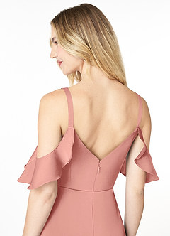 Azazie Andie Final Sale Agave A-Line Ruched Stretch Satin Dress image6