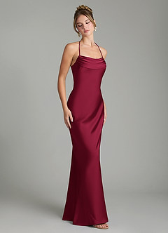 Azazie Mae Brautjungfernkleider Meerjungfrau-Linie Plissee Stretch-Satin Kleid Burgunderrot image5