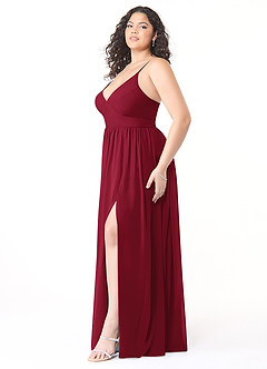 Azazie Aaida Brautjungfernkleider A-Linie Korsett Chiffon Kleid Burgunderrot image9