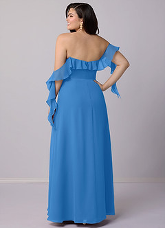 Barbie ♥ Azazie Jurken voor bruidsmeisjes Converteerbaar Jurk van Chiffon met A-Lijn Off the Shoulder Blauwe Gaai image12