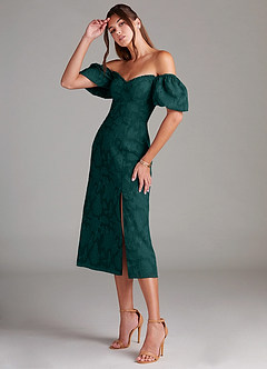 Azazie Evalina Robes de demoiselle d'honneur Robe Fourreau en Blumen-Burnout Vert Pin image4