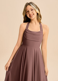 Azazie Kady Junior Vestido de Expresado de Gasa de Corte en A con Escote de Corazón image6