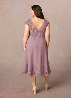 Azazie Terrano Mère de la mariée Robes Robe Trapèze en Dentelle Scoop Rose Poussiéreuse image8