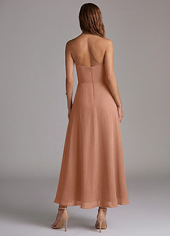 Azazie Wren Vestidos de madrinha de casamento Vestido Bronzeador de Chiffon de Linha A com Sem alças image4
