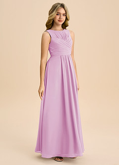 Azazie Skyla Junior Candy Pink A-Line Pleated Chiffon Dress image4