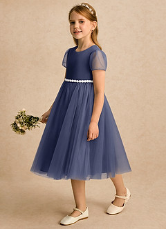 Azazie Kaylor Flower Girl Klänningar Klänning A-linje i Tyll Plisserad image4