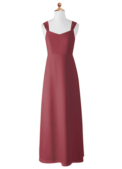 Azazie Denice Junior Merlot A-Line Chiffon Dress image8