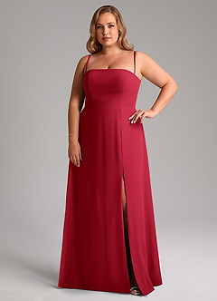 Azazie Wren Bridesmaid Dresses Scarlet A-Line Side Slit Chiffon Convertible Dress image14