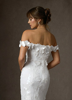 Azazie Olessia Abiti da Sposa Abito Sirena in Pizzo Bianco Diamante image4