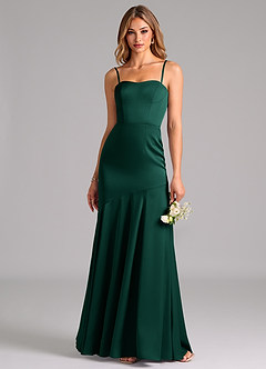 Azazie Shiloh Bridesmaid Dresses Emerald Mermaid Strapless Stretch Satin Convertible Dress image2