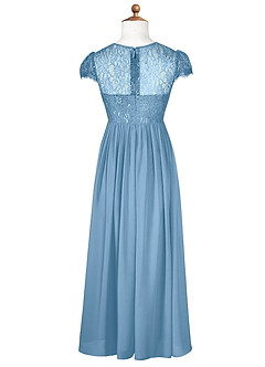 Azazie Delevingne Junior Jurk van Chiffon met A-Lijn Kant Staal Blauw image7