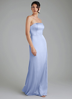 Azazie Tyler Robes de demoiselle d'honneur Robe Fourreau Convertible en Satin extensible Sans bretelles Eis image4