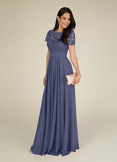 Azazie Annette Abiti per la Madre della Sposa Abito A-Line in Chiffon Pizzo Stormy image4