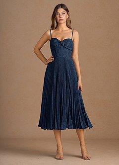 Annie Navy Pleated Midi Dress image7