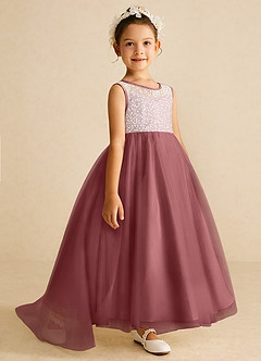 Azazie Tay Flower Girl Dresses Amethyst A-Line Sequins Tulle Dress image3