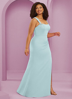Barbie ♥ Azazie Brautjungfernkleider Meerjungfrau-Linie Plissee Chiffon Kleid Nebel image9